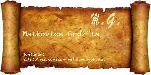 Matkovics Gréta névjegykártya